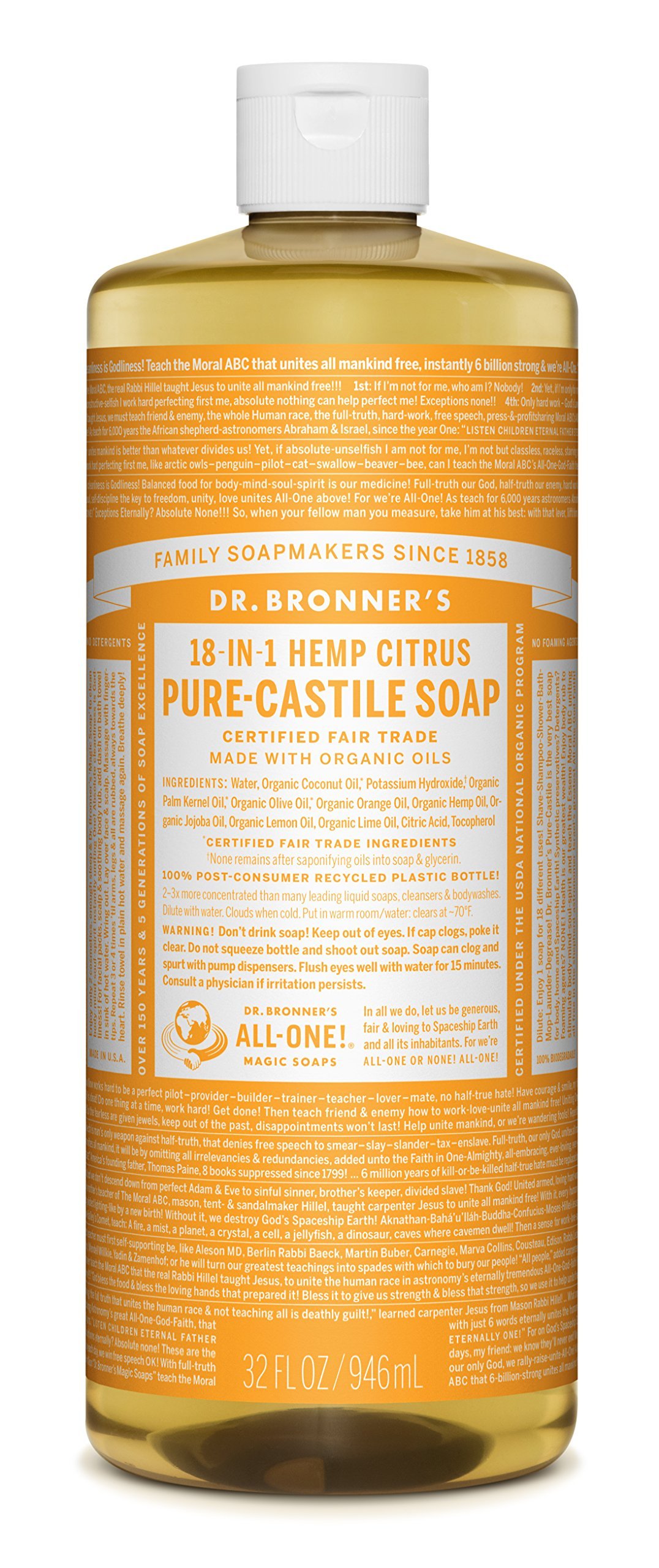 Dr. Bronner’s Organic Citrus Orange Soap (L) 32oz HealthQuest Ltd.